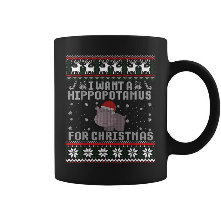 I Want A Hippopotamus For Christmas Hippo Ugly Sweater Coffee Mug
