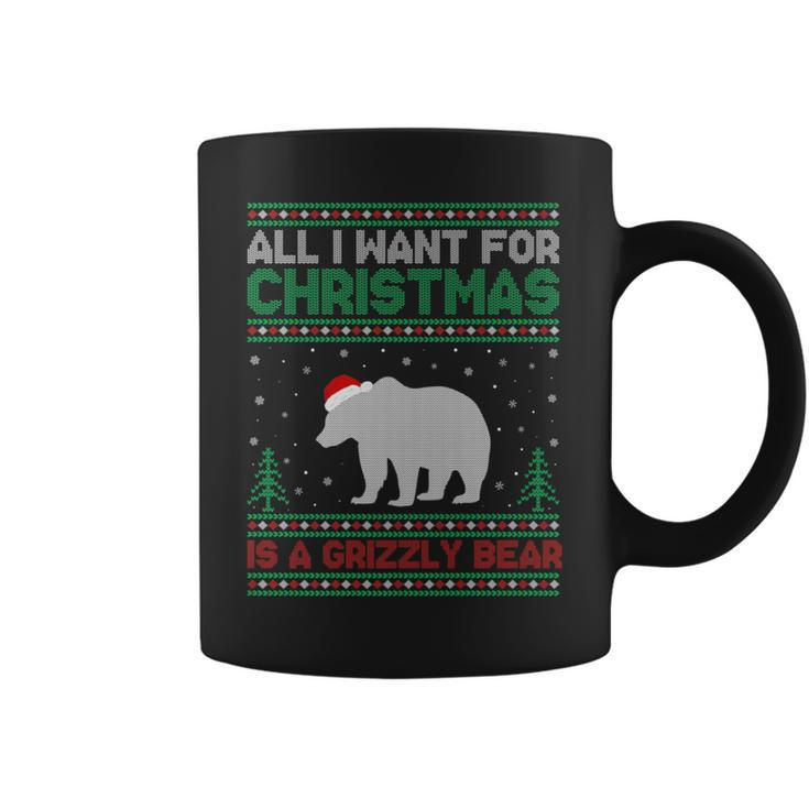 All I Want For Xmas Is A Grizzly Bear Ugly Christmas Sweater Coffee Mug