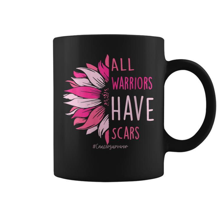 All Warriors Have Scars Pink Ribbon Breast Cancer Awareness Coffee Mug