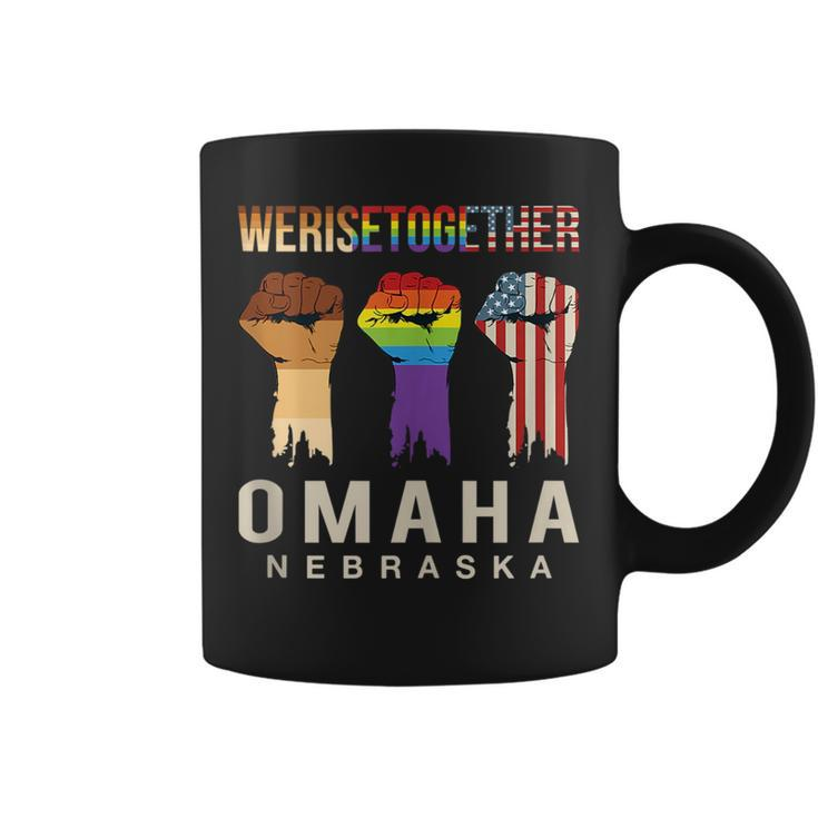 We Rise Together Lgbt Omaha Pride Nebraska Social Justice  Coffee Mug