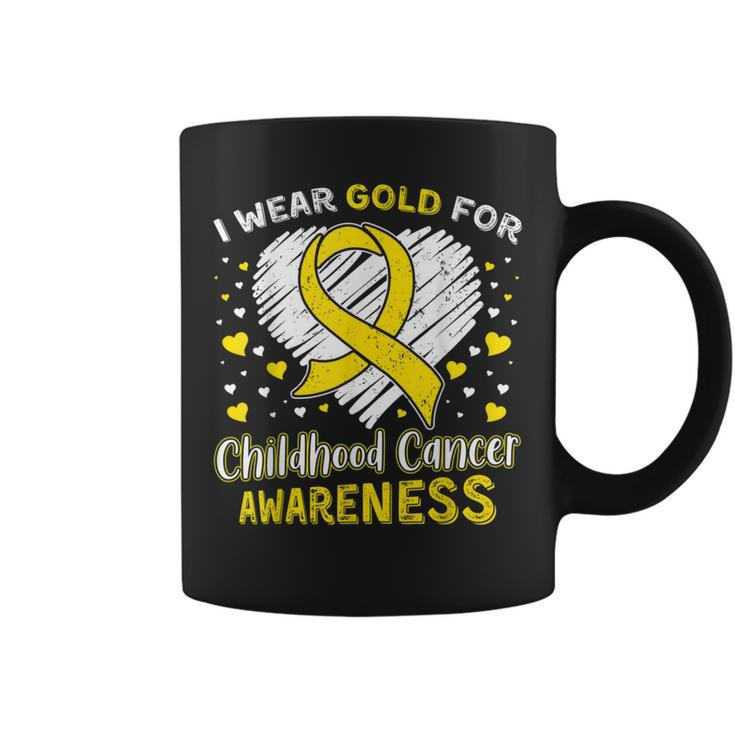 I Wear Gold For Childhood Golden Ribbon Cancer Awareness Coffee Mug
