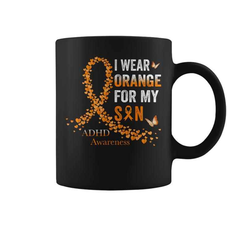 I Wear Orange For My Son Adhd Awareness Month Orange Ribbon Coffee Mug