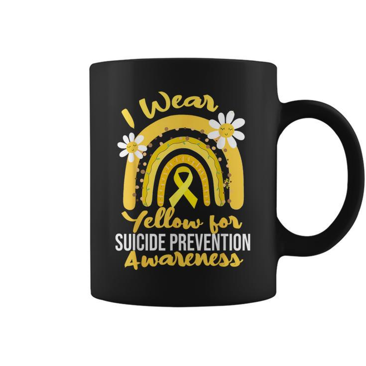 Wear Yellow For Suicide Prevention Awareness Ribbon Rainbow Coffee Mug