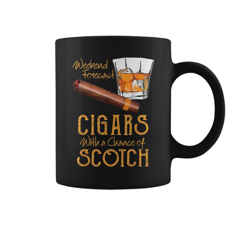 Weekend Forecast Cigars Chance Of Bourbon Fathers Day Gift  Cigars Funny Gifts Coffee Mug