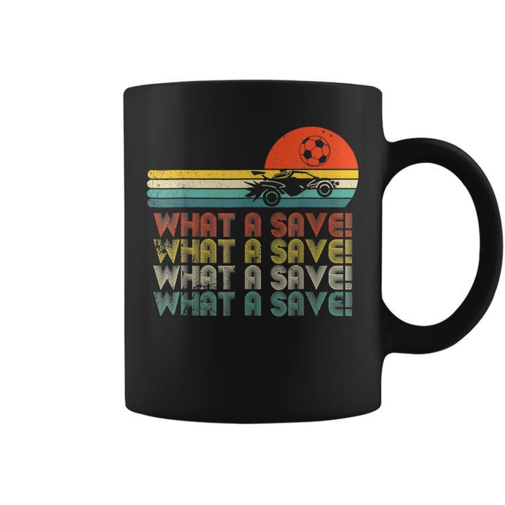 What A Save Vintage Retro Rocket Soccer Car League Funny Soccer Funny Gifts Coffee Mug