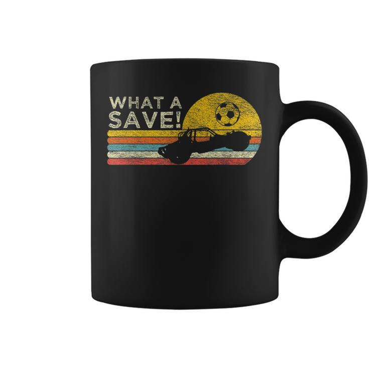 What A Save Vintage Retro Rocket Soccer Car League Soccer Funny Gifts Coffee Mug