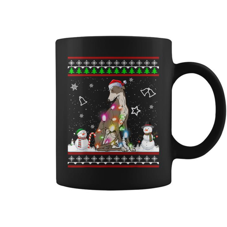 Whippet Dog Christmas Lights Ugly Christmas Sweater Coffee Mug