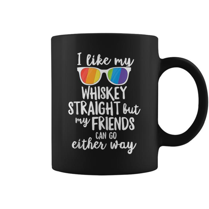 Whiskey Straight Friends Can Go Either Way Lgbt Pride March  Coffee Mug