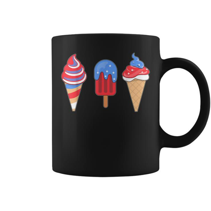 White Red Blue Ice Cream American Flag 4Th Of July  Coffee Mug