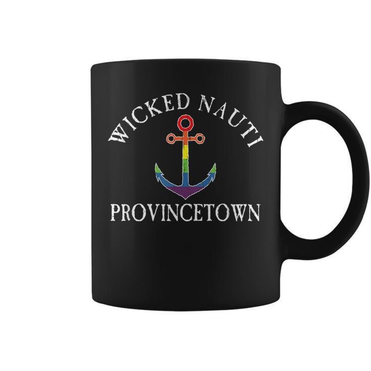 Wicked Nauti Provincetown Lgbtq Pride Nautical Distressed  Coffee Mug
