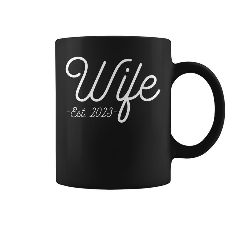 Wife Est 2023 Just Married Honeymoon Wedding Couples  Coffee Mug