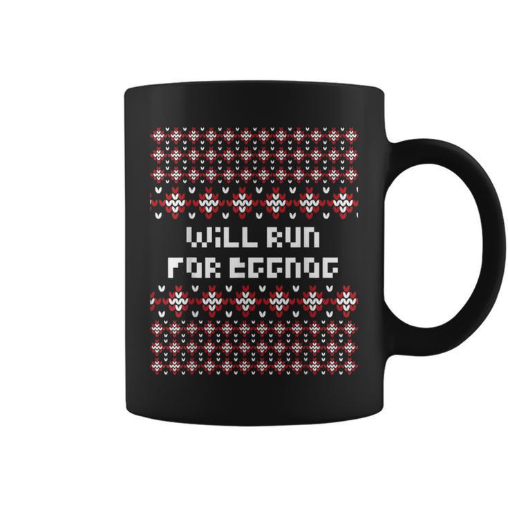 Will Run For Eggnog Ugly Christmas Sweater Running Coffee Mug