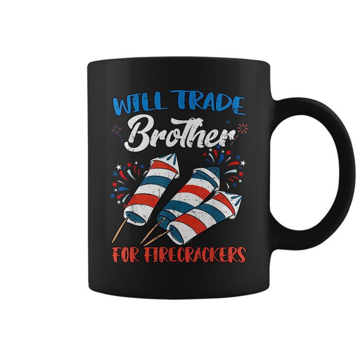 Will Trade Brother For Firecrackers 4Th Of July Boys Kids  Coffee Mug