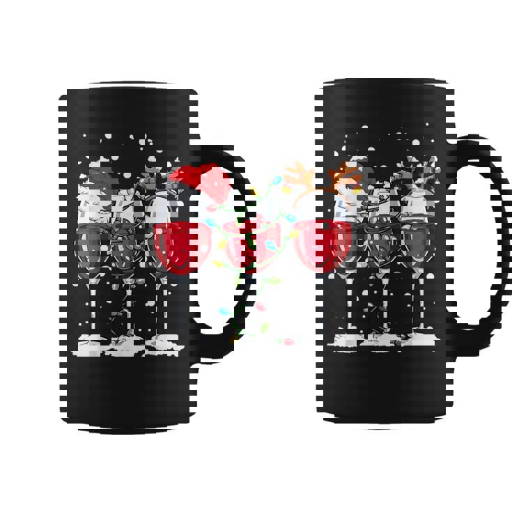 Wine Christmas Santa Hat Xmas Lights Reindeer Antlers Coffee Mug