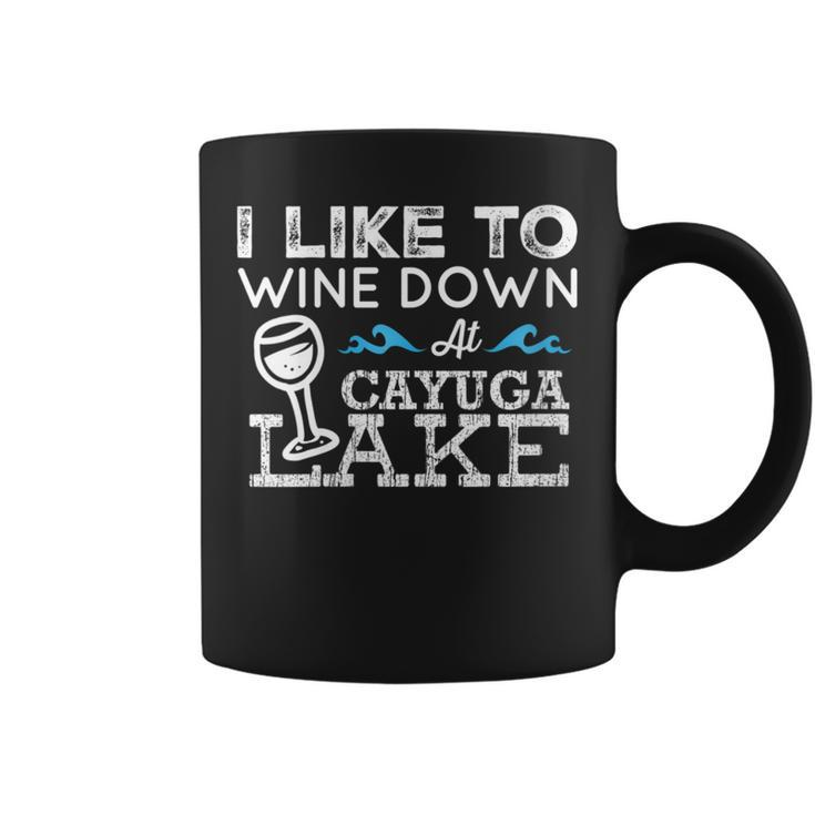 Wine Down At Cayuga Lake Finger Lakes Wine Lover Lake Life Coffee Mug