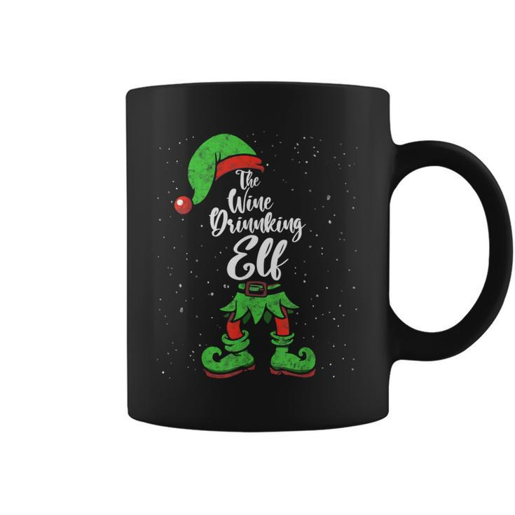 Wine Drinking Elf Matching Family Christmas Pajama Costume Coffee Mug