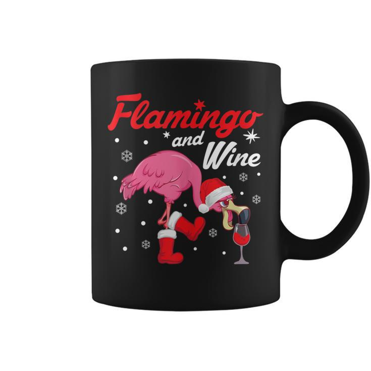 Wine Drinking Flamingo Christmas Coffee Mug
