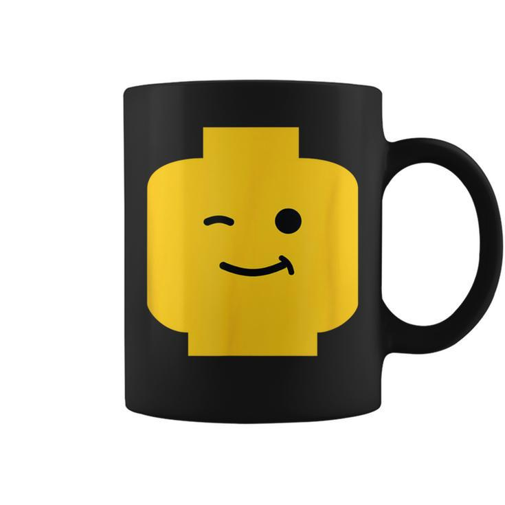 Winking Winky Face Minifig Brick Toy Coffee Mug