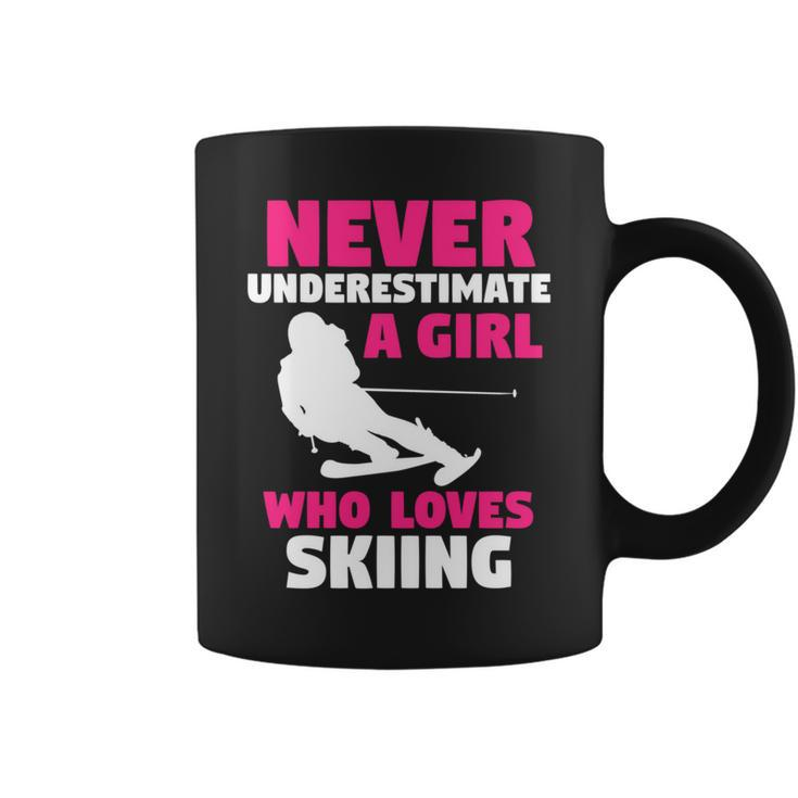 Winter Sport | Never Underestimate A Girl Who Loves Skiing Skiing Funny Gifts Coffee Mug
