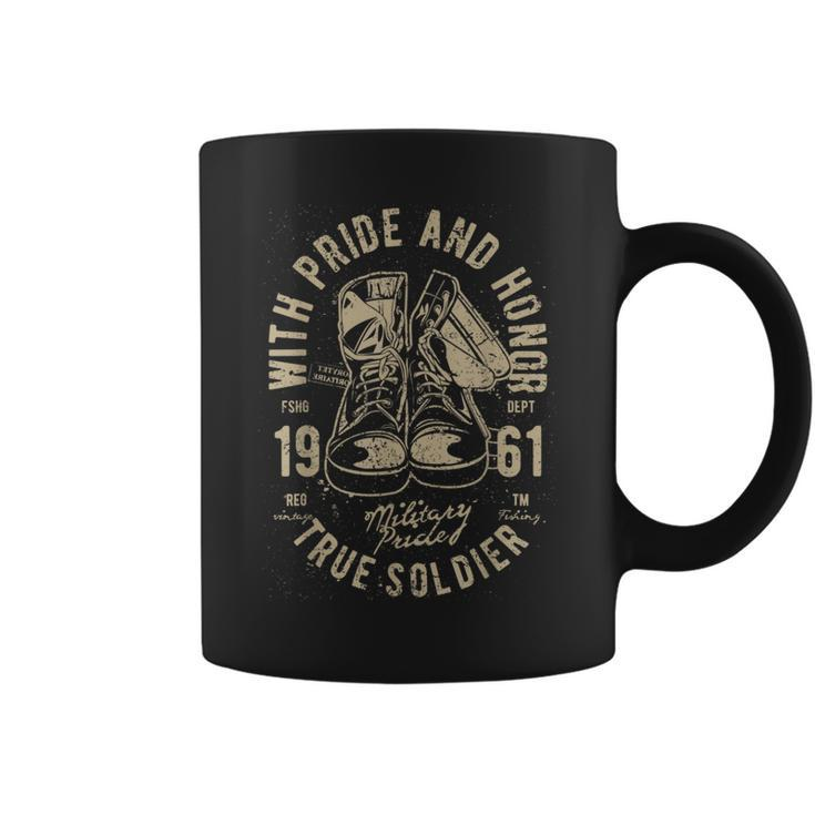 With Pride And Honor True Soldier Proud Veteran Vintage Gift Coffee Mug