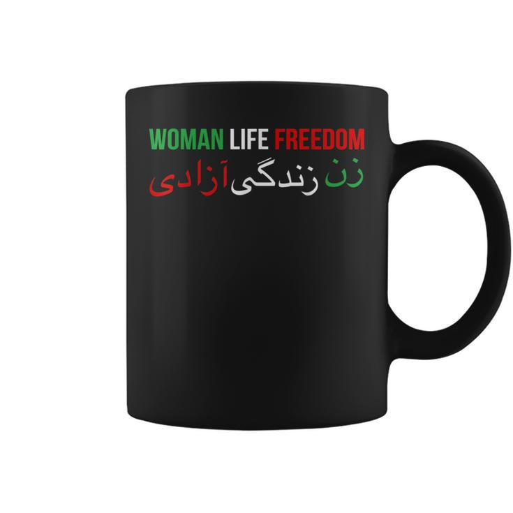 Woman Life Freedom Iran English Persian Protest Slogan Coffee Mug