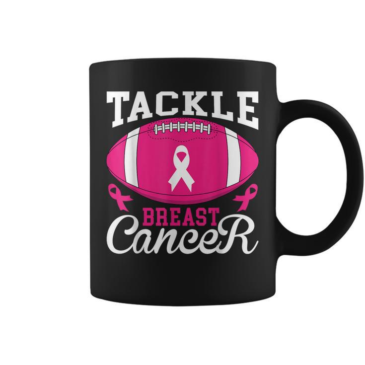 Woman Tackle Football Pink Ribbon Breast Cancer Awareness Coffee Mug