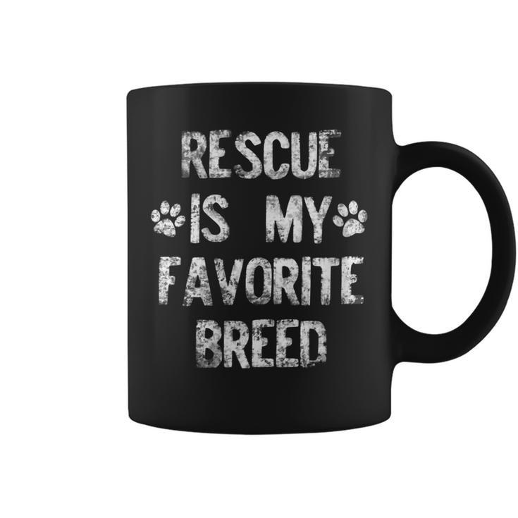 Womens Rescued Dog Rescue Is My Favorite Breed Distressed White Paw  Coffee Mug