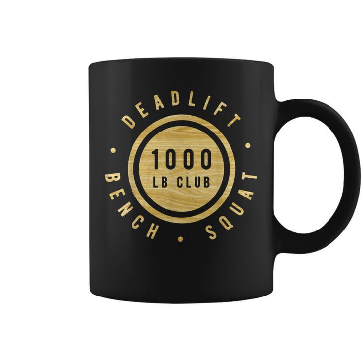 Woodgrain 1000Lb Club Powerlifter Squat Bench Deadlift Coffee Mug
