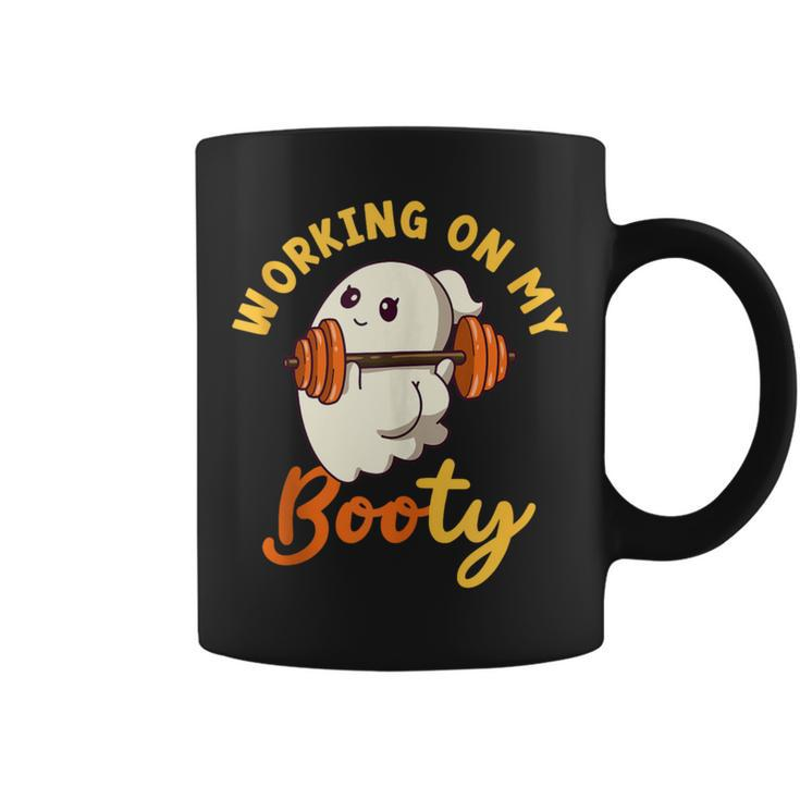 Working On My Booty Boo-Ty Halloween Gym Ghost Pun Coffee Mug