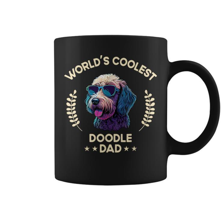 Worlds Coolest Dog Dad Papa - Men Doodle  Coffee Mug