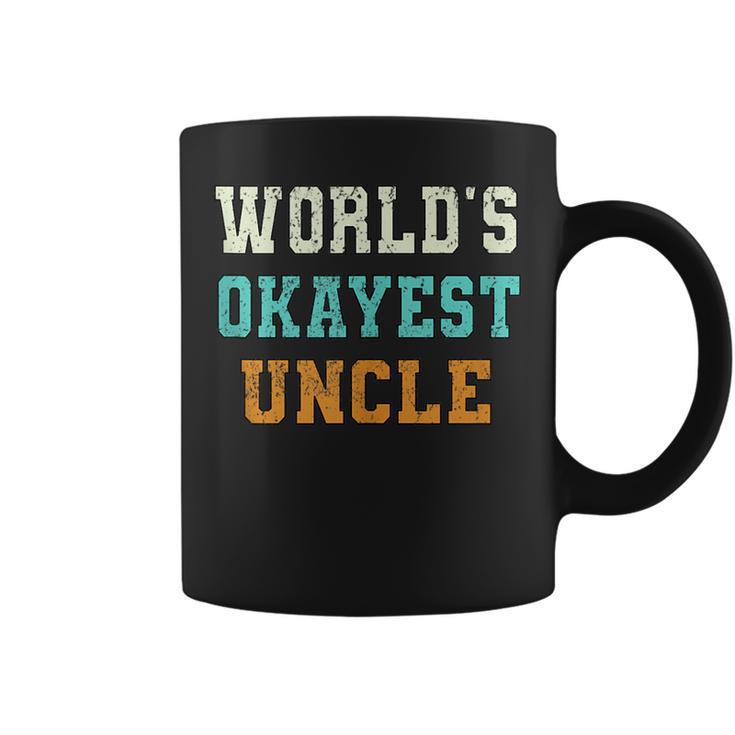 Worlds Okayest Uncle Funny Joke Distressed  Coffee Mug