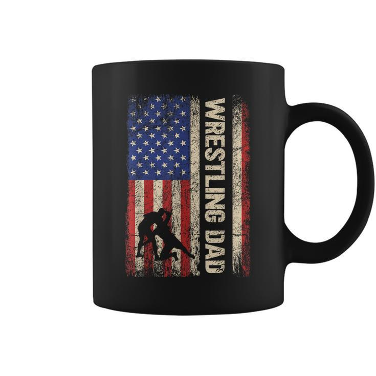 Wrestling Dad Usa American Flag Wrestle Men Fathers Day   Coffee Mug