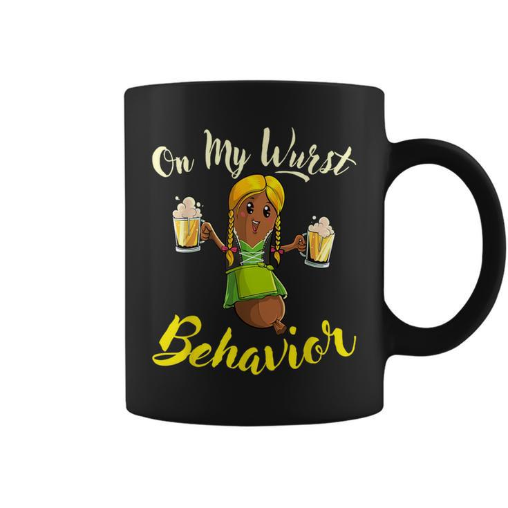 On My Wurst Behavior Bratwurst German Oktoberfest Coffee Mug