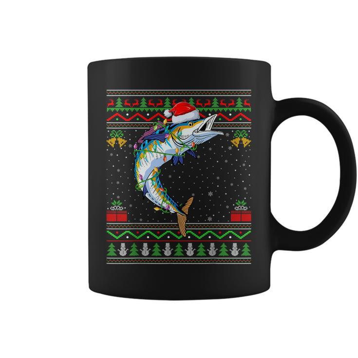 Xmas Lights Ugly Sweater Style Santa Wahoo Fish Christmas Coffee Mug