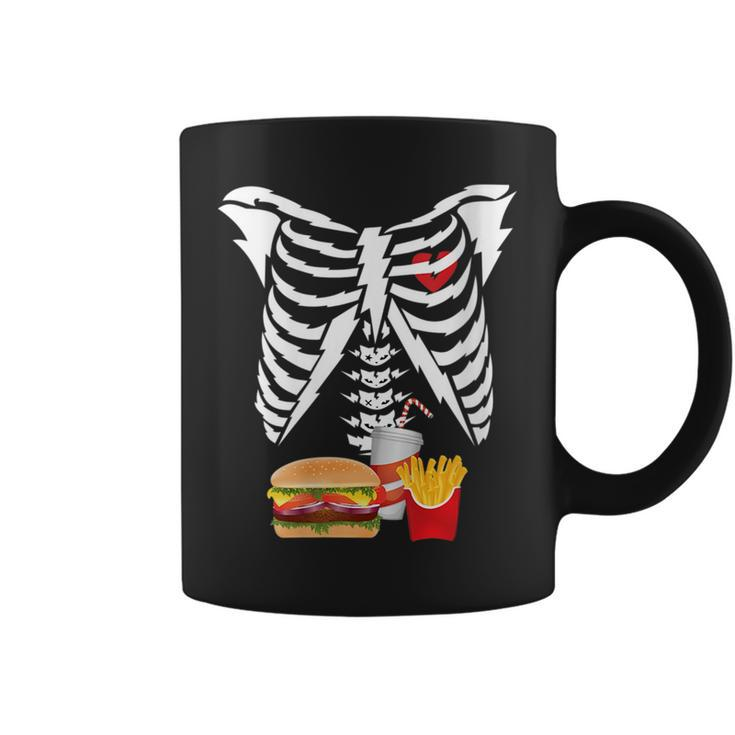 Xray Skeleton Rib Cage Burger Halloween Scary Face Hamburger  Coffee Mug