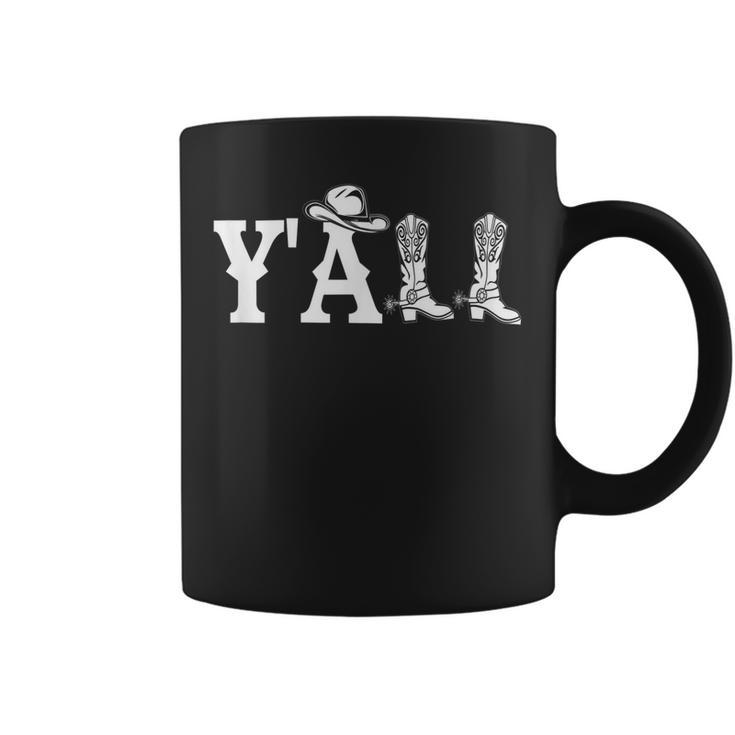 Yall Texas  With Southern Hat And Boots Spurs  Coffee Mug