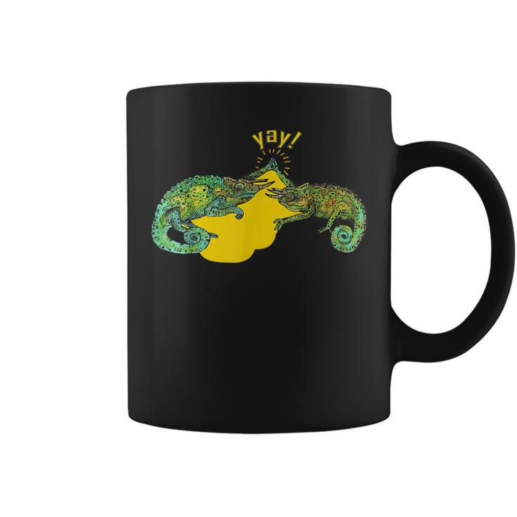 Yay High-Fiving Jackson Chameleons Awesome Animal Coffee Mug