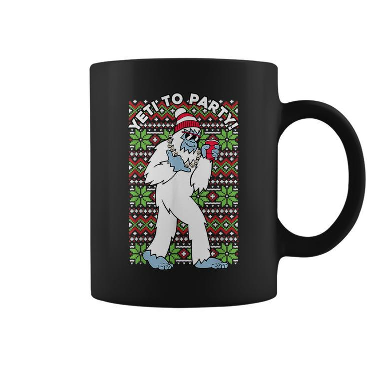 Yeti To The Party Ugly Christmas Sweater Graphic Coffee Mug