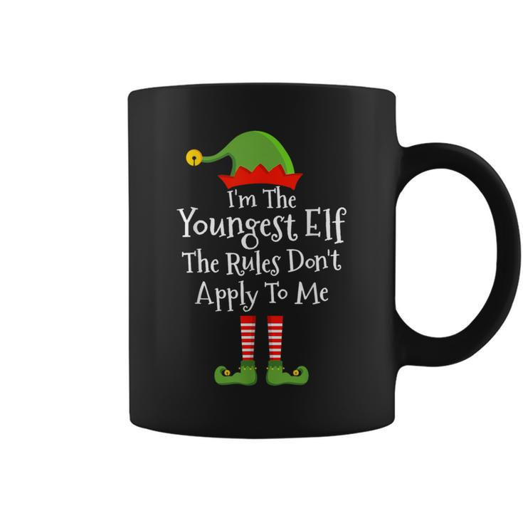 Youngest Elf Rules Don't Apply Christmas Matching Family Coffee Mug