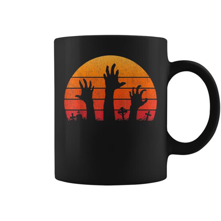 Zombie Hand Scary Costume Halloween Vintage Retro Sunset 80S 80S Vintage Designs Funny Gifts Coffee Mug