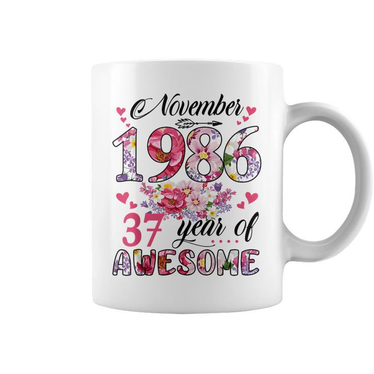 37 Year Old Made In November 1986 Floral 37Th Birthday Coffee Mug