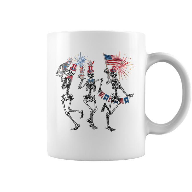 4Th July Independence Day Dancing Skeletons America Flag Coffee Mug