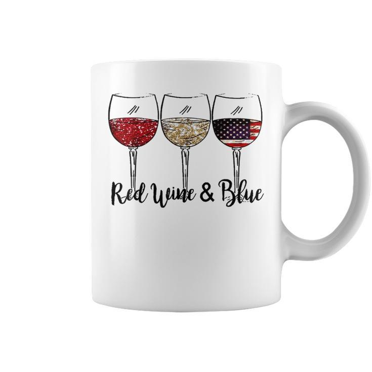 4Th Of July Red White Blue Wine Fourth Of July Usa Flag Coffee Mug