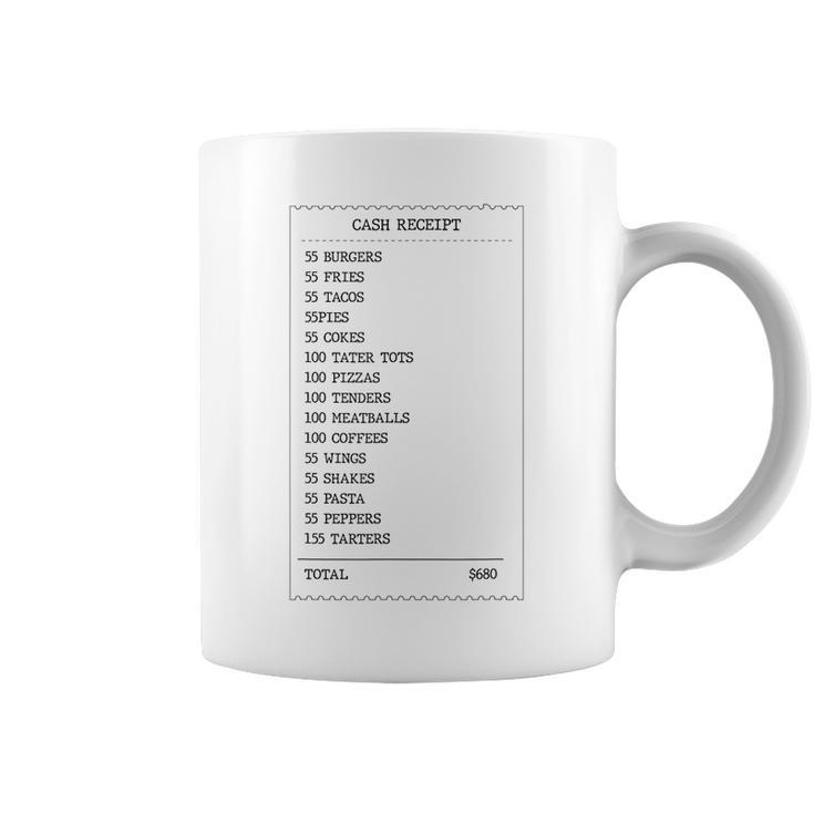 55 Burgers 55 Fries I Think You Should Leave Receipt Design Burgers Funny Gifts Coffee Mug