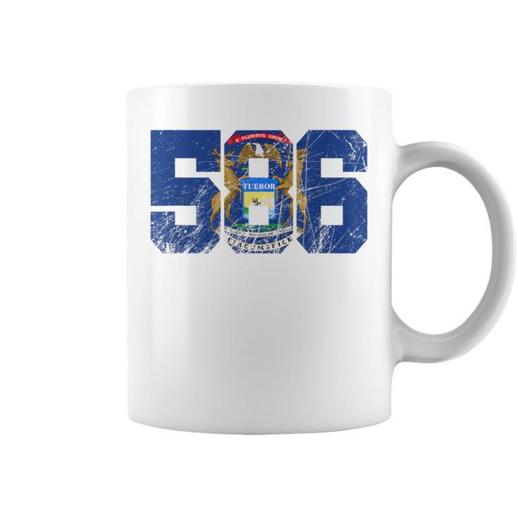586 Area Code Flag Of Michigan State Macomb County Coffee Mug