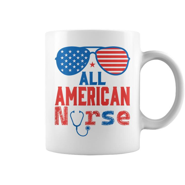 All American Nurse 4Th Of July Patriotic Usa Flag Nursing Gift For Womens Coffee Mug
