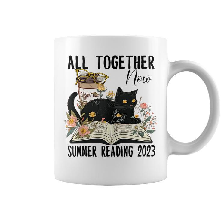 All Together Now Summer Reading 2023 Flower Cat Book Lover Reading Funny Designs Funny Gifts Coffee Mug