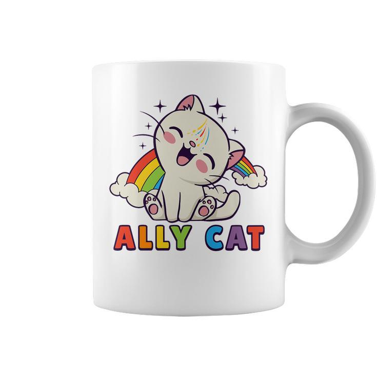 Ally Cat Lgbt Gay Pride Month 2023 Lgbtq Rainbow Cute Kitty   Coffee Mug
