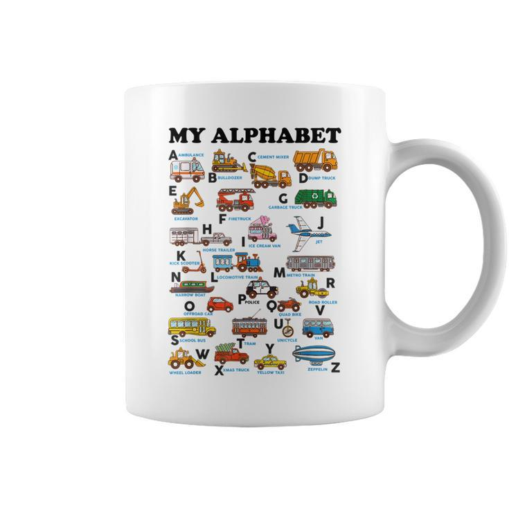Alphabet Construction Vehicles Abc Learning Teaching Coffee Mug