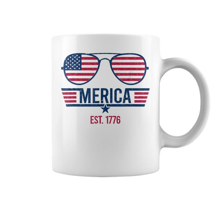 America Est 1776 4Th Of July Patriotic Usa Flag Sunglasses Coffee Mug
